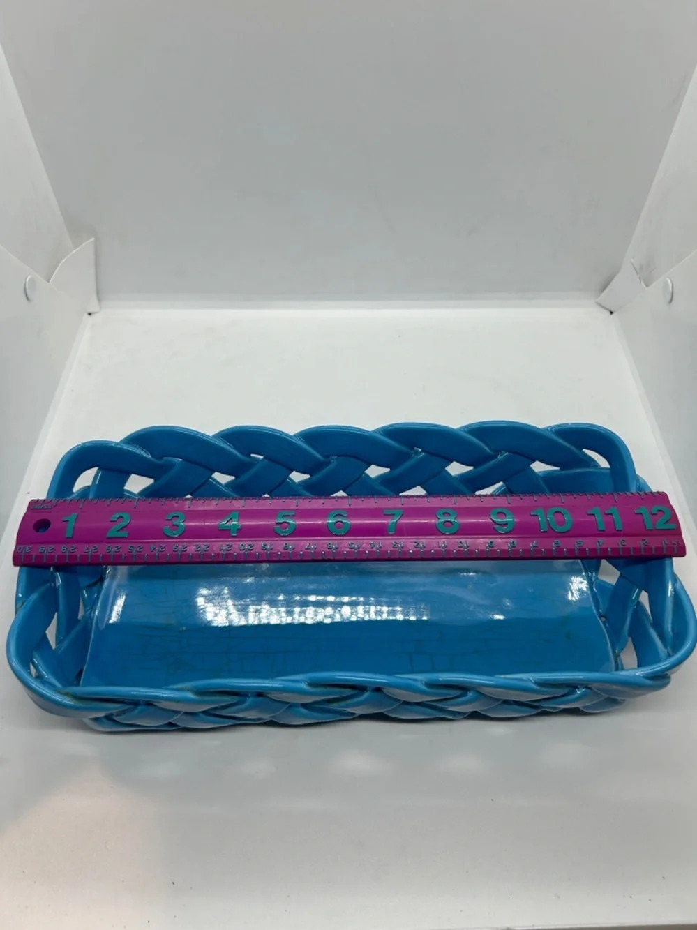Primo'Gi Ceramic Blue Woven Fruit, Bread Basket